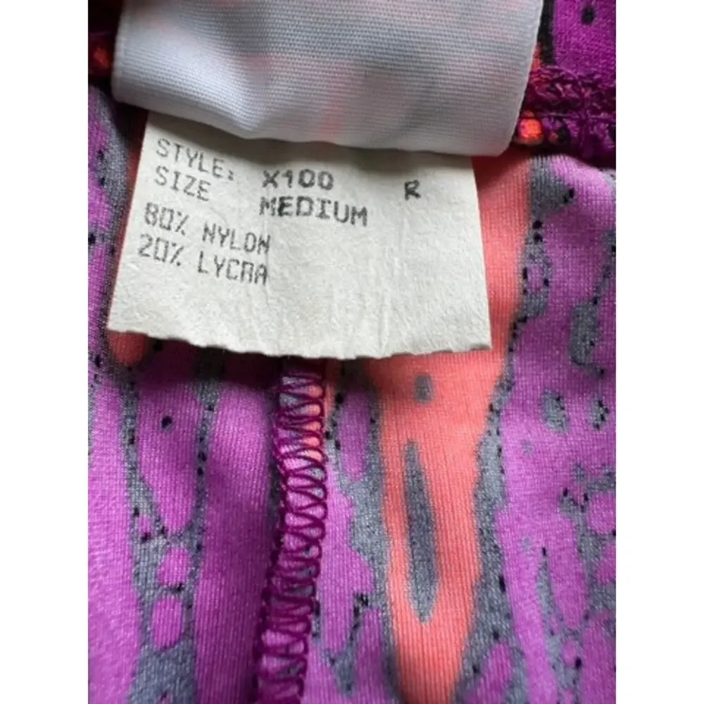 Vintage 80s 90s Insport Fuchsia Purple Neon Abstract Brushstroke Bike Shorts M